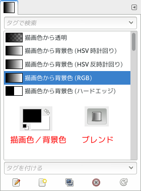 GIMP グラデーション設定