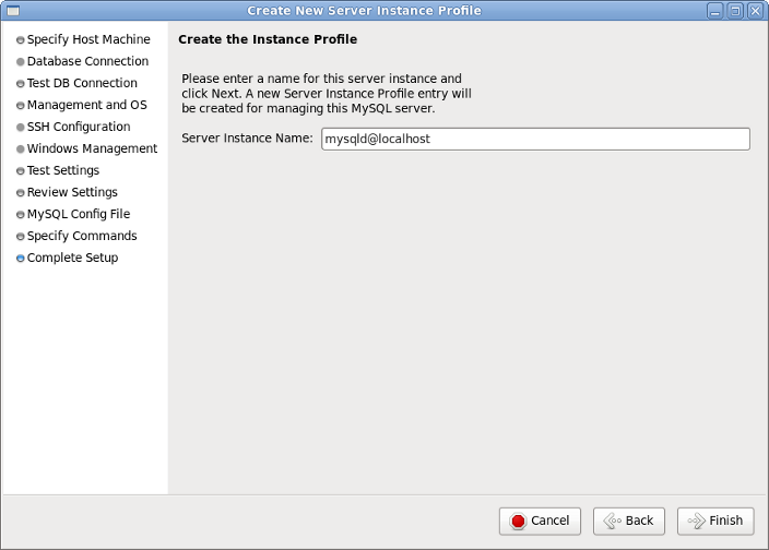 MySQL Workbench サーバーインスタンス追加 インスタンス名入力