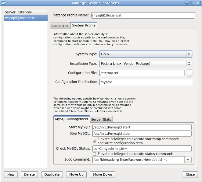 MySQL Workbench サーバーインスタンス システム設定