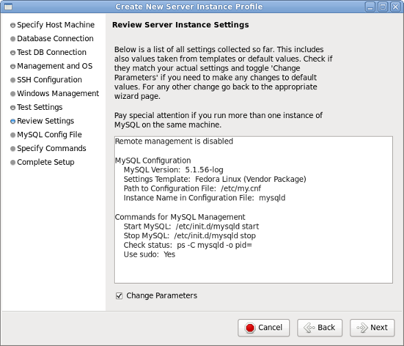 MySQL Workbench サーバーインスタンス追加　設定確認