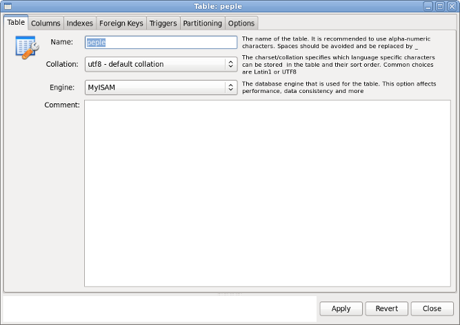 MySQL Workbench テーブル設定