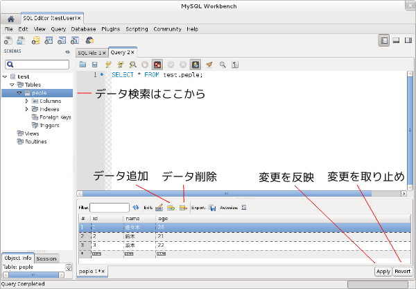 MySQL Workbench 5.2.38 データ変更